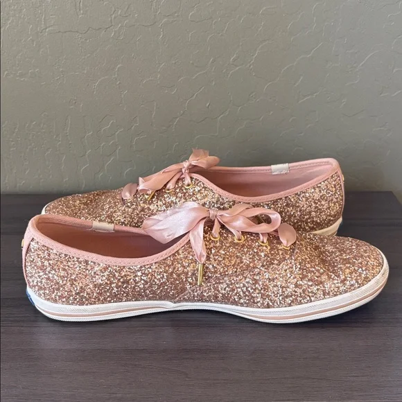 Keds‎ X Kate Spade Collab Rose Gold Glitter Sequin Sneakers Size 10 - Picture 9 of 12